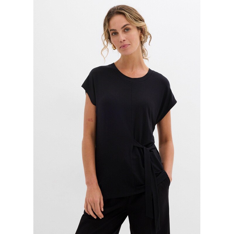 bonprix Tričko z mäkkého viskózového mixu, farba čierna 62972481