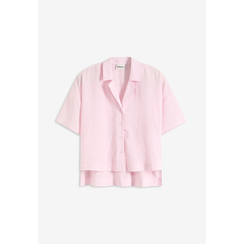 bonprix Košeľová blúzka, oversize, farba ružová 63704053