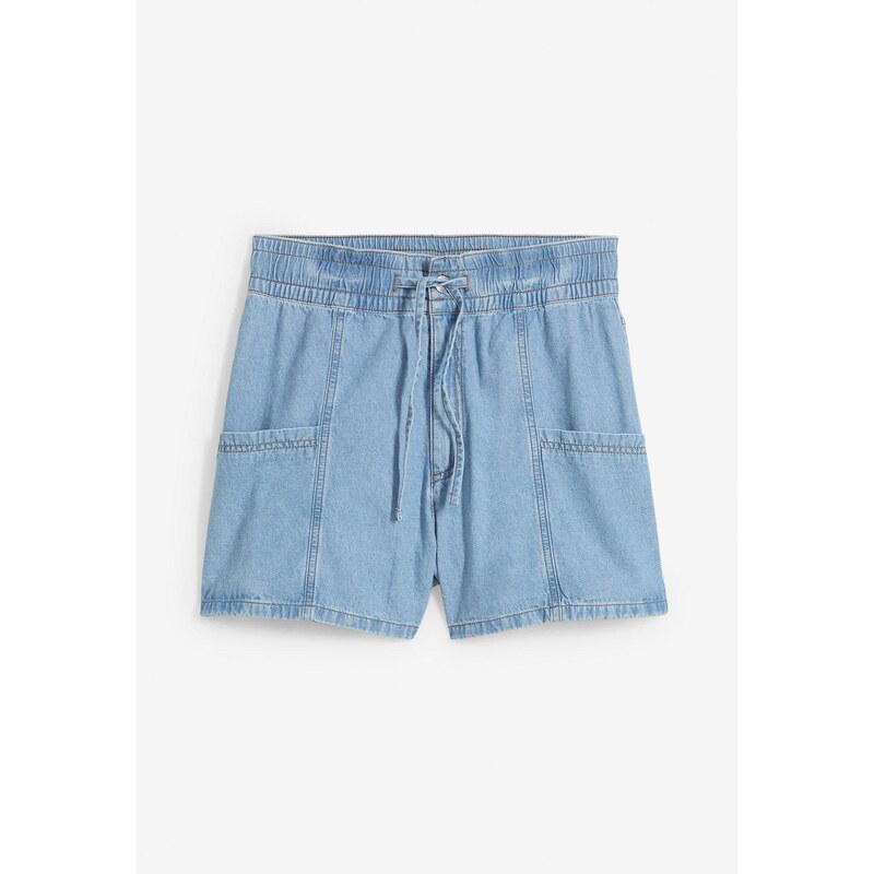 bonprix Džínsové šortky, vysoký pás, pohodlný pás, farba modrá 64226245