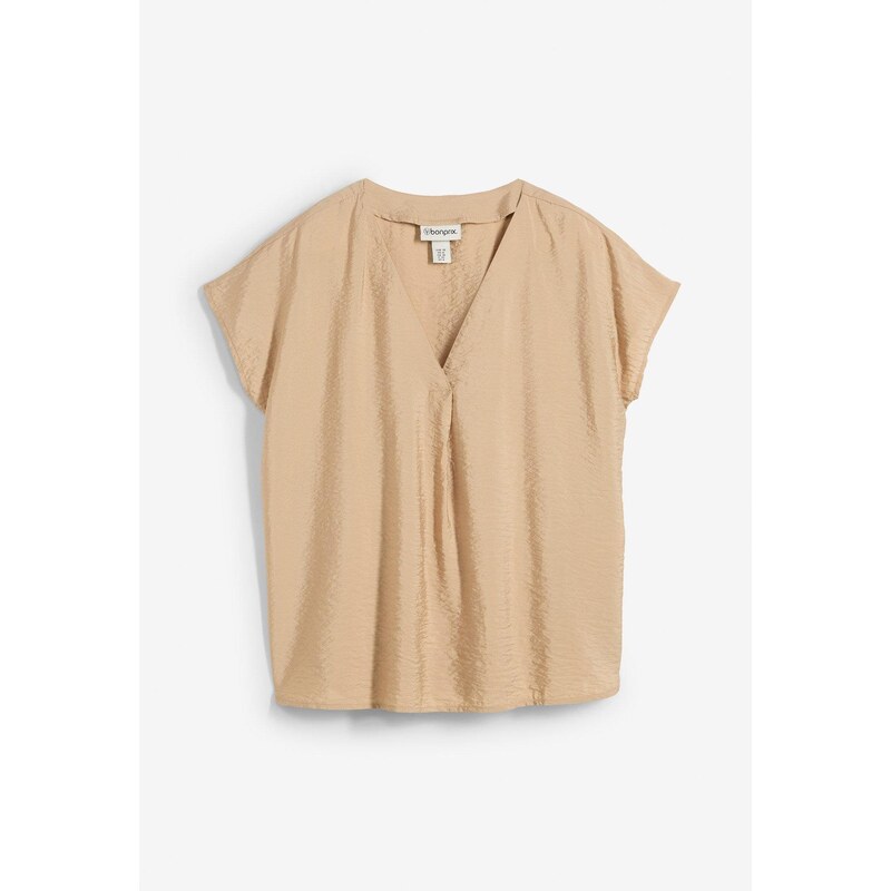bonprix Tuniková blúzka, z padavého viskózového mixu, farba béžová 64226321