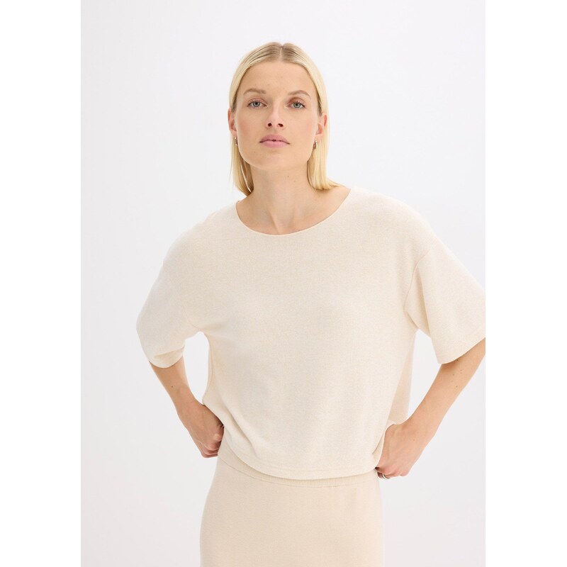 bonprix Tričko boxy, krátke, farba béžová 65262782