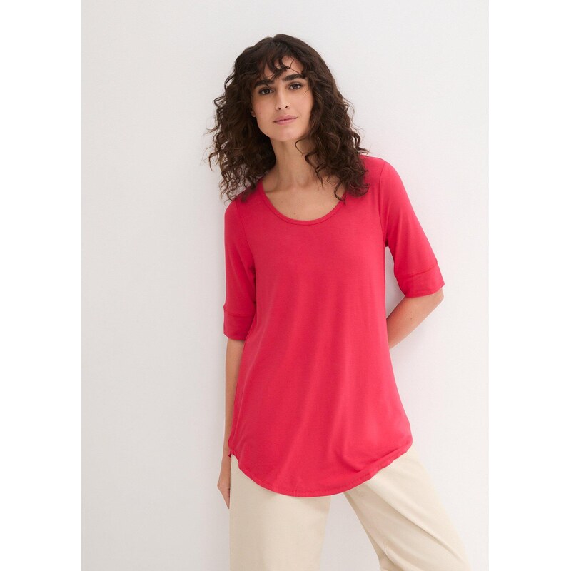 bonprix Dlhé tričko z jemnej viskózy, farba červená 44790563