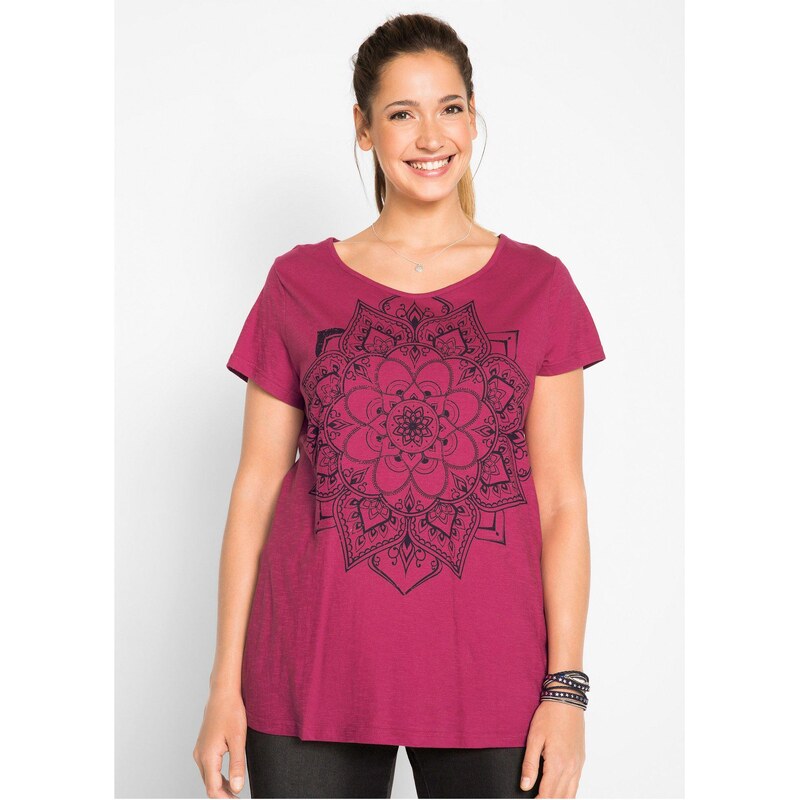 bonprix Vypaľované tričko, krátky rukáv, farba ružová 44847503