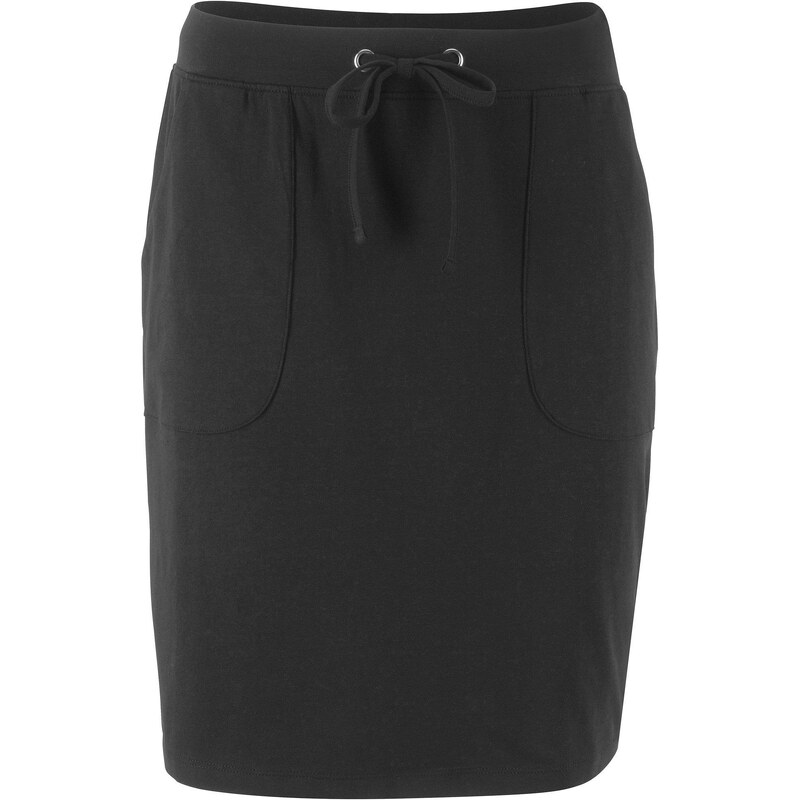 bonprix Strečová sukňa s bio bavlnou a strečom, farba čierna 67826960