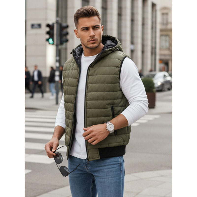 BASIC Tmavozelená vesta s kapucňou TX4237 46133042