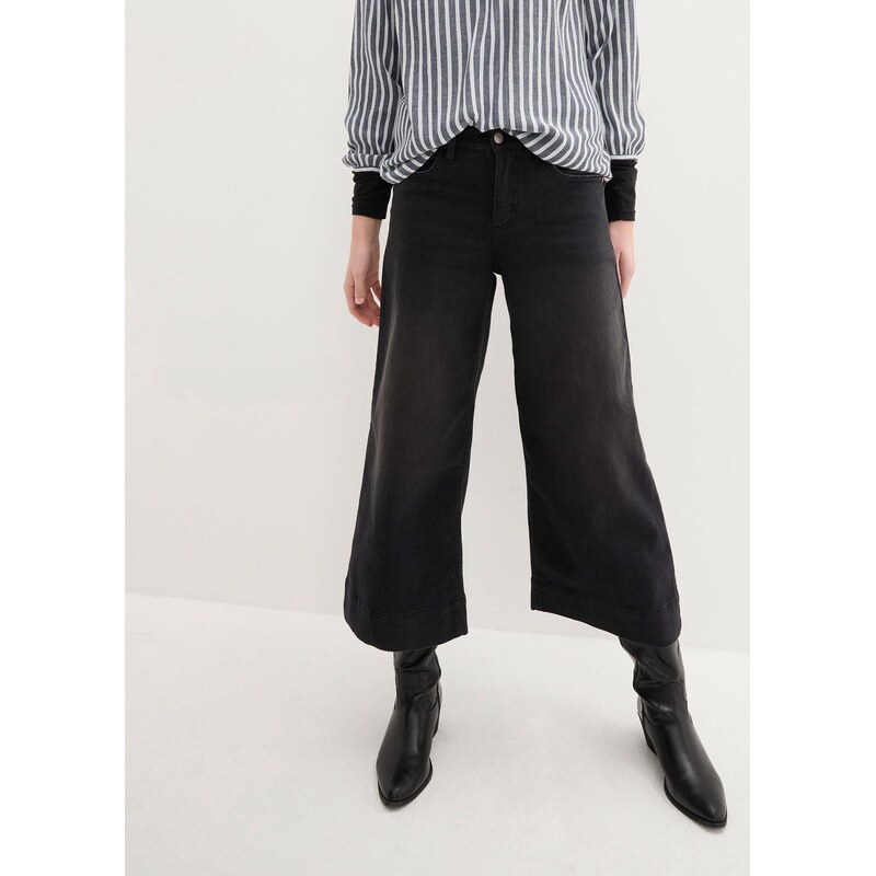 bonprix 7/8 ultra-strečové džínsy, Culotte, farba čierna 50748078