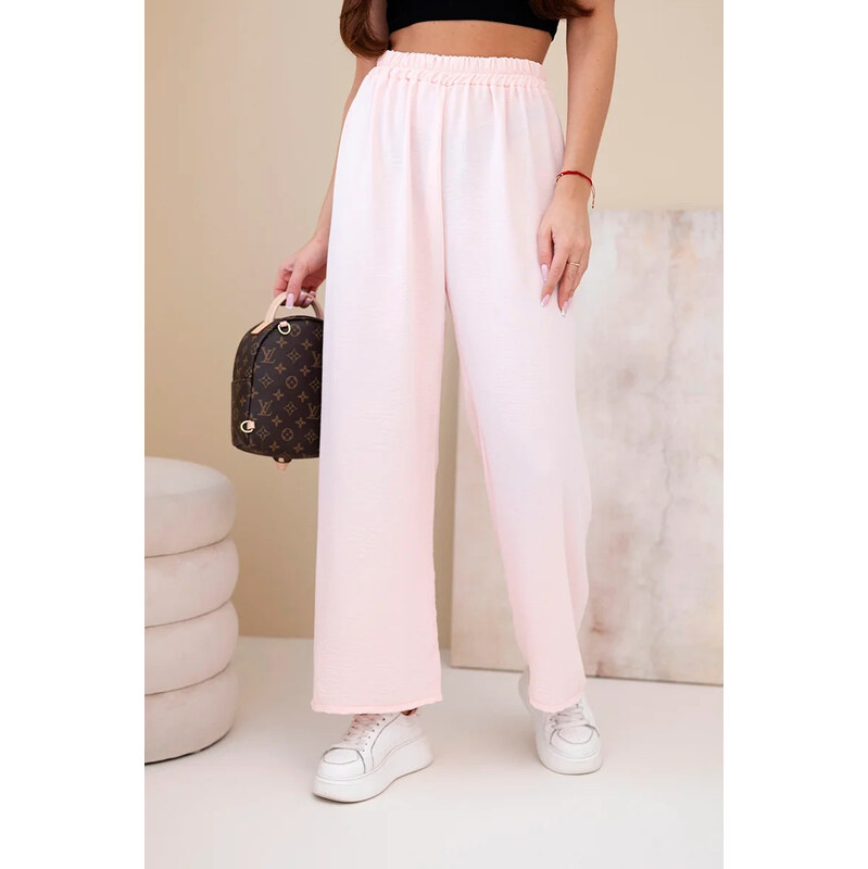 K-Fashion Široké nohavice svetlej púdrovo ružovej farby 67779763