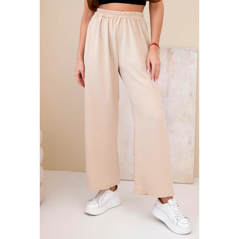 K-Fashion Široké nohavice tmavobéžovej farby 67779760