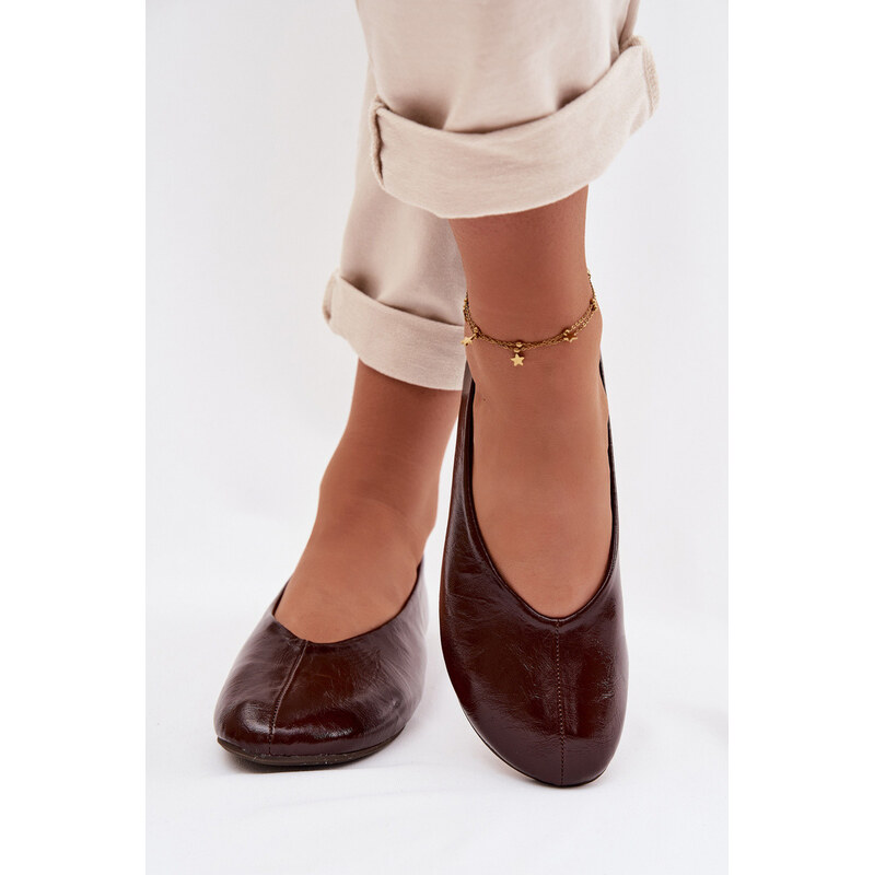 Boto Lakované Baleríny z Eko Kůže Čokoládové Selanora 67757938