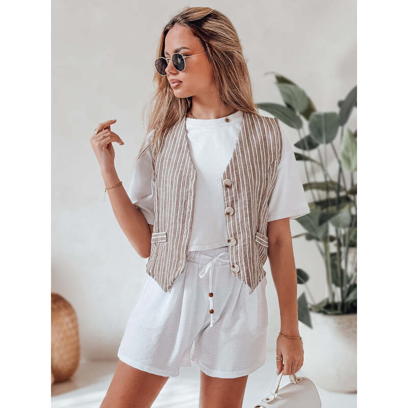 Dámske látkové šortky SUMMER TRIP white FashionStreet SY0438 67780601