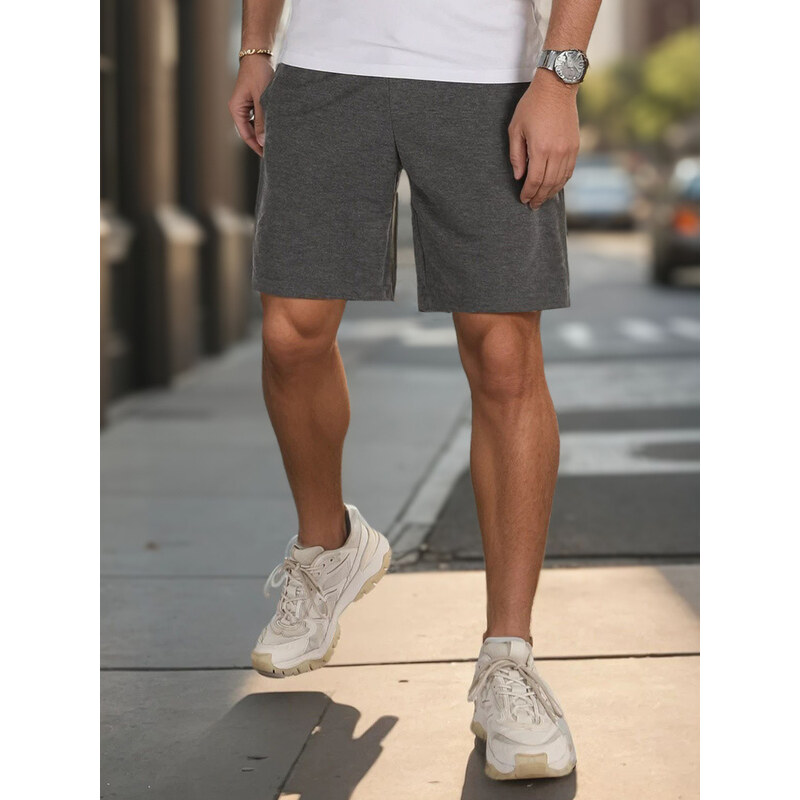 Pánske tmavosivé teplákové šortky FashionStreet SX2484 67780628