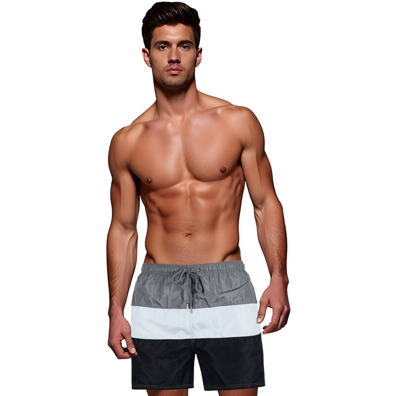 Pánske šedo-biele plavecké šortky FashionStreet SX2519 67780643