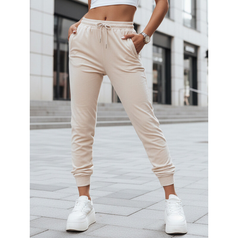 Dámske krémové velúrové tepláky FashionStreet UY2841 67780692