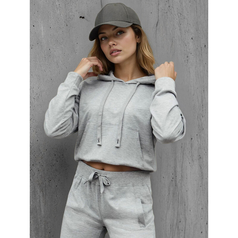 Dámska mikina s kapucňou svetlo šedá FashionStreet BY1533 67780682