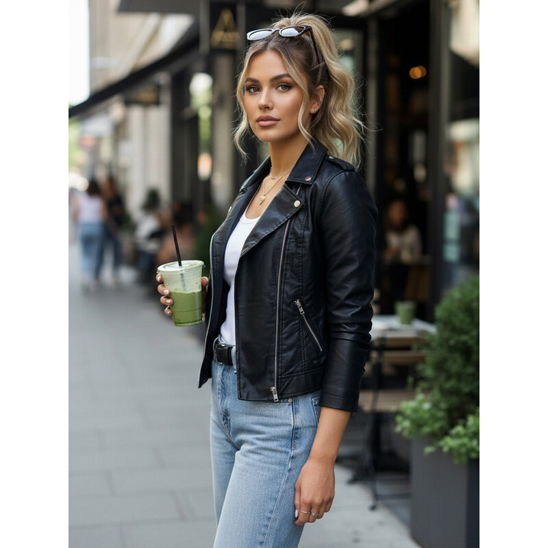 BASIC Čierna dámska koženková bunda RAMI NESSI TY3455 39627295