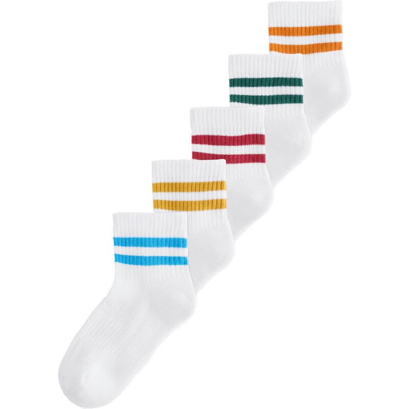 Next Ponožky žltá / tmavozelená / karmínovo červená / biela 67753150