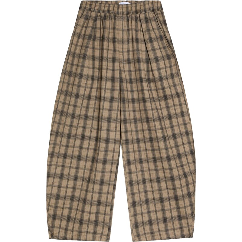 Bershka Plisované nohavice tmavobéžová / kaki / jedľová 67753181