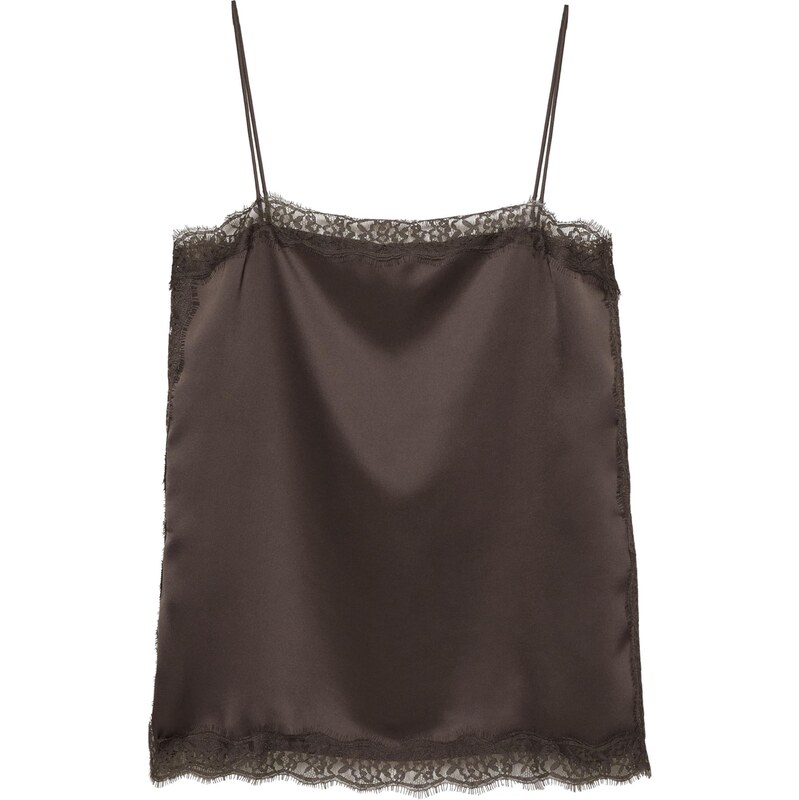 Pull&Bear Top tmavohnedá 67753473