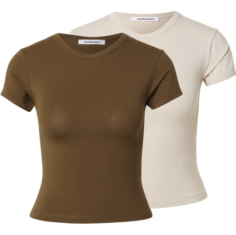 studioselect Tričko Inga svetlobéžová / olivová 67753505