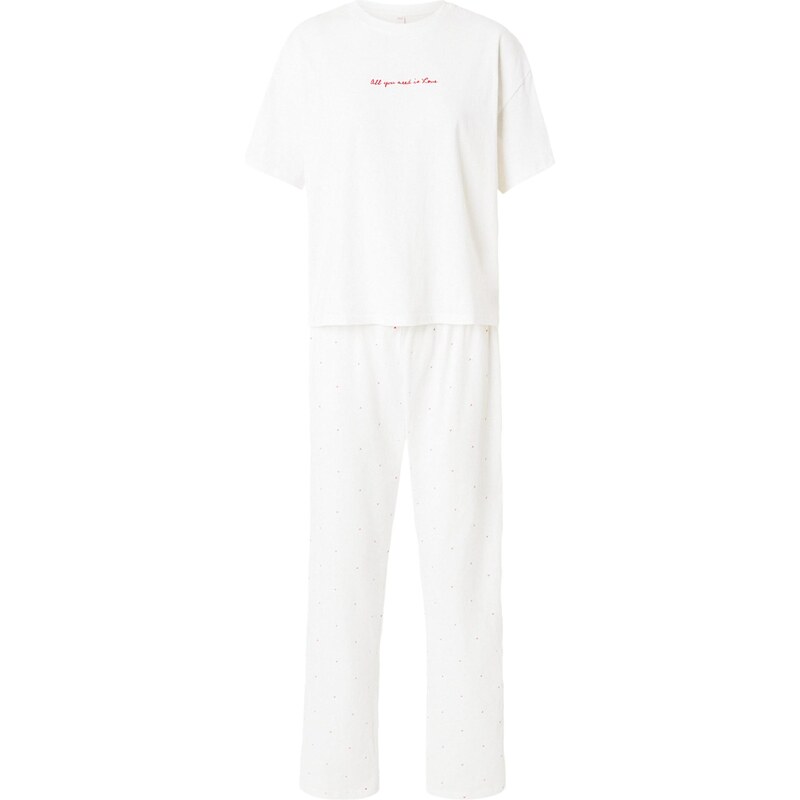 Hunkemöller Pyžamo krémová / ružová / tmavočervená 67753669