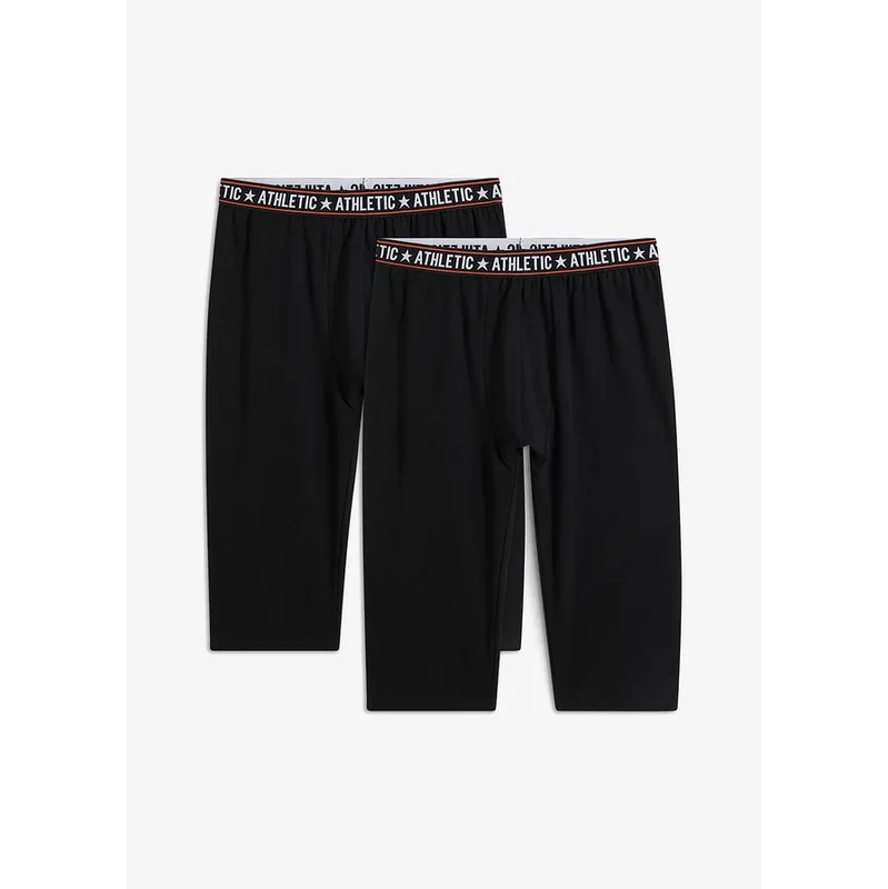 bonprix Dlhé spodky, 3/4 dĺžka s bavlnou (2 ks), farba čierna 58271626