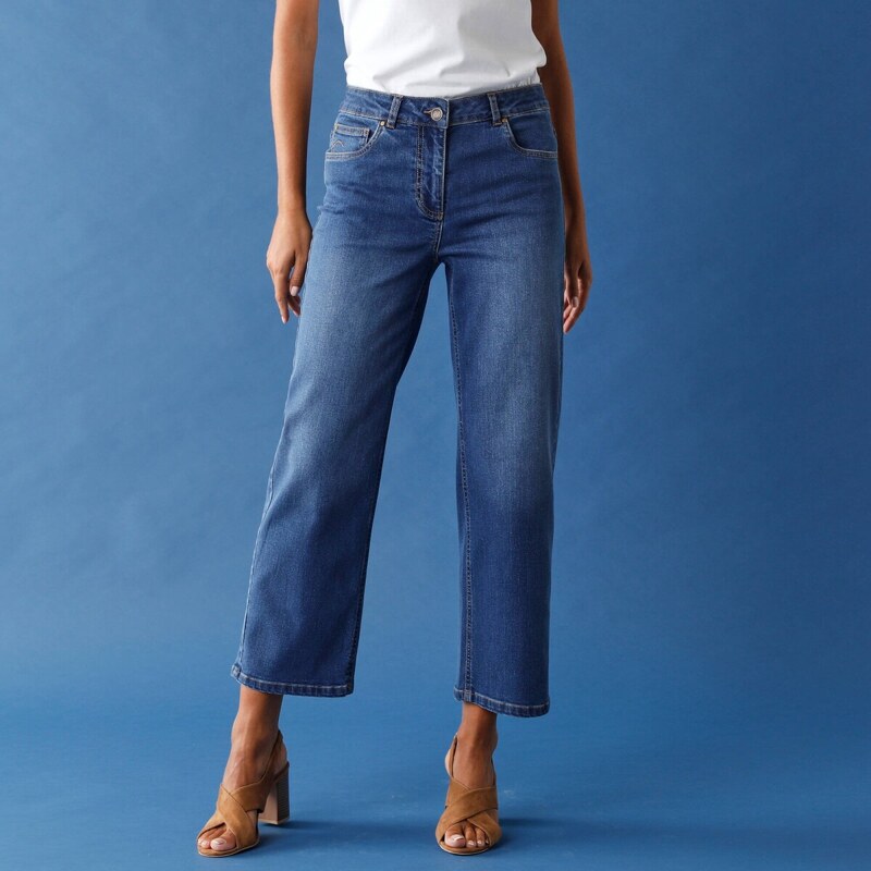 Široké skrátené džínsy modrá 052 Blancheporte 67753873