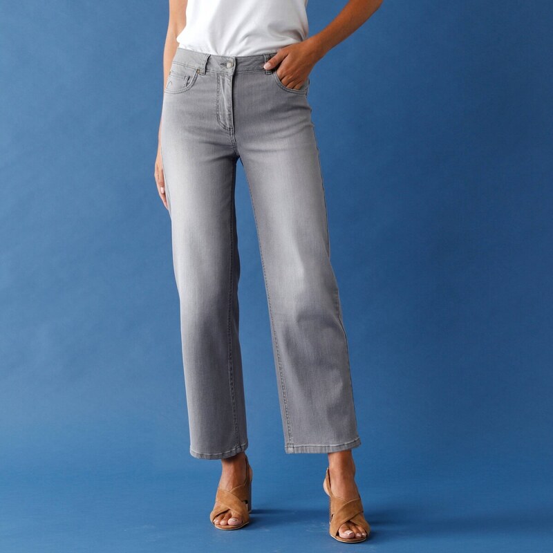 Široké skrátené džínsy sivá 052 Blancheporte 67753869