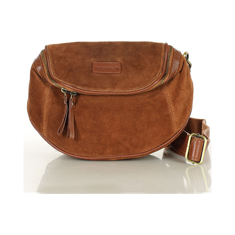 MARCO MAZZINI Kožená taška cez rameno so širokým semišovým popruhom | 67758024