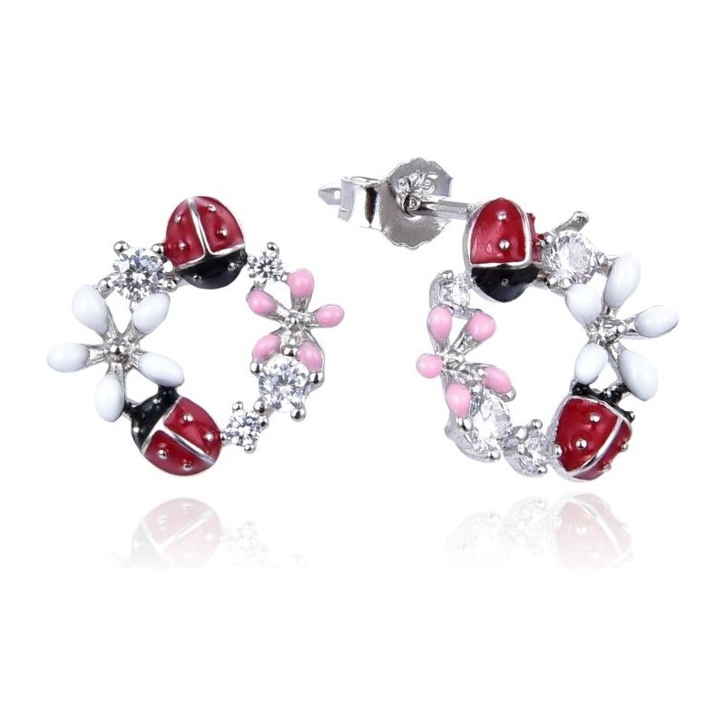 MOISS Strieborné náušnice so zirkónmi Lienky a kvety E0002828 67759664