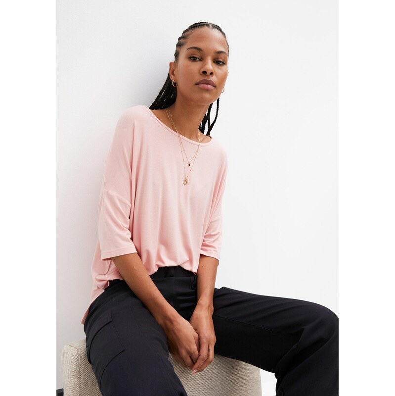 bonprix Tričko boxy z mäkkého viskózového mixu, farba ružová 50408391