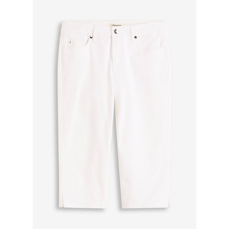 bonprix Capri nohavice s pohodlným pásom, farba biela 63478103