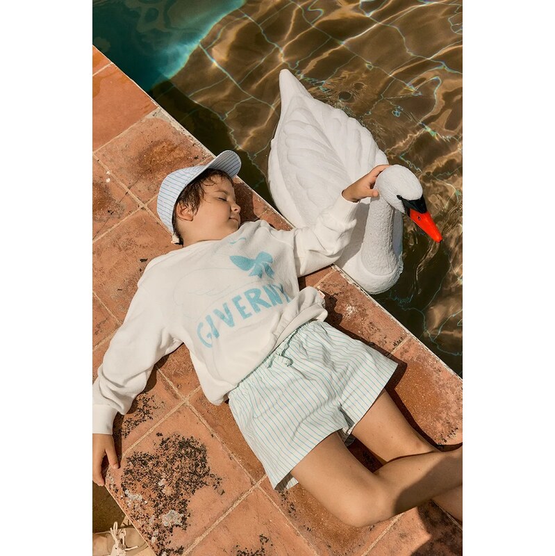 Detské plavkové šortky Tinycottons CYAN FINE STRIPES TRUNKS 67762196