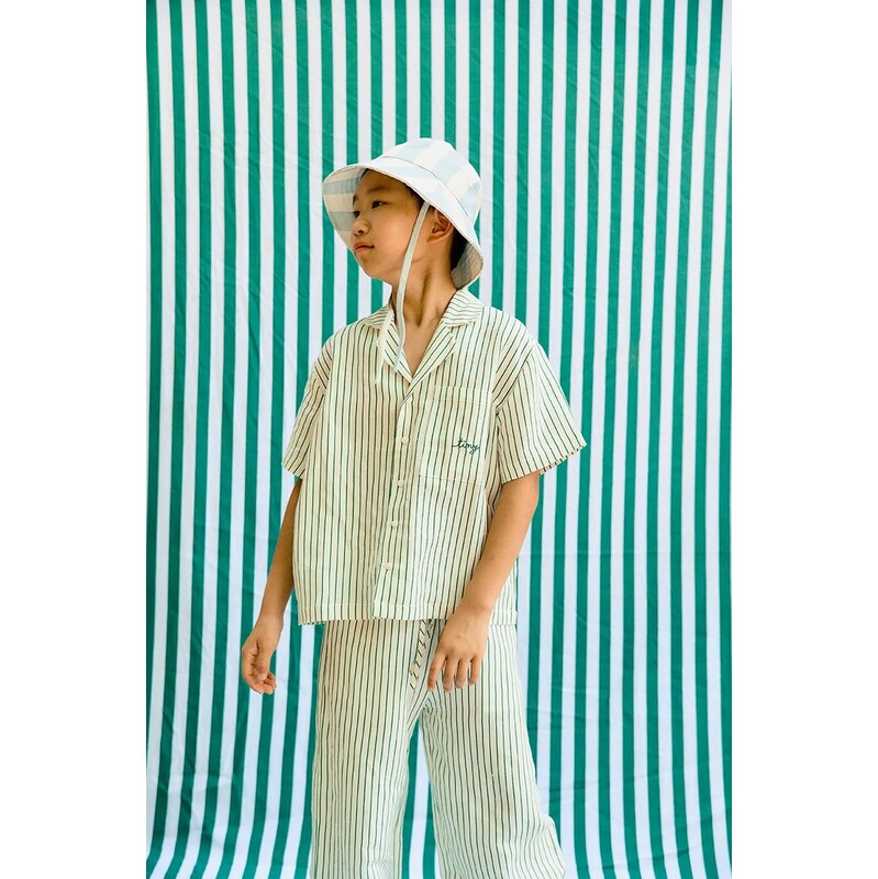 Detská košeľa s prímesou ľanu Tinycottons EMERALD STRIPES SHIRT 67762245