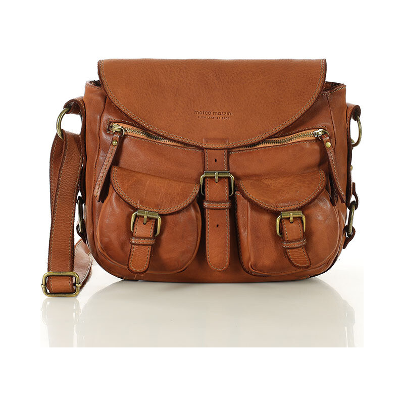 MARCO MAZZINI Kožená taška cez rameno s vreckami, ručne vyrobená | 67763086