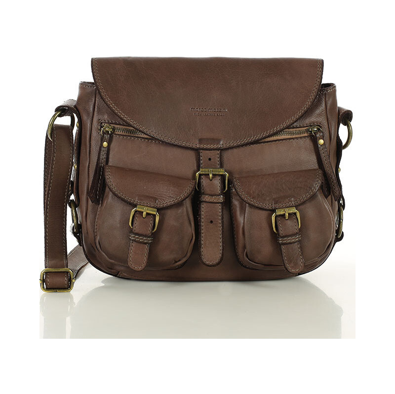 MARCO MAZZINI Kožená taška cez rameno s vreckami, ručne vyrobená | 67763087