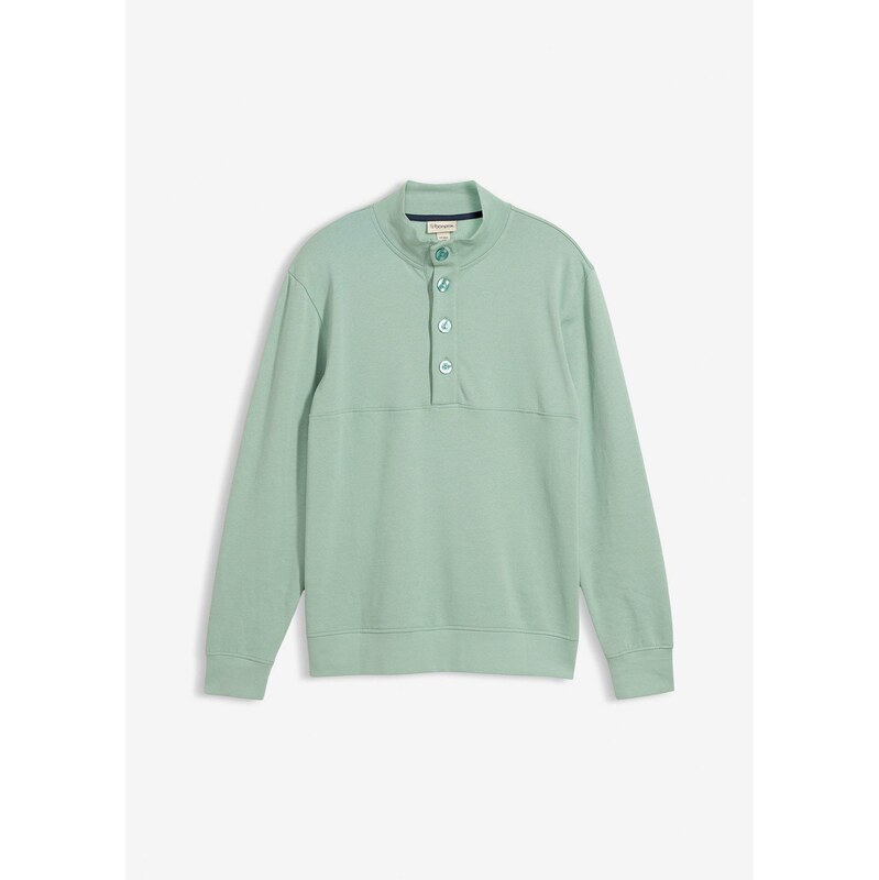 bonprix Mikina s gombičkovou légou z čistej bio bavlny, farba zelená 67763217