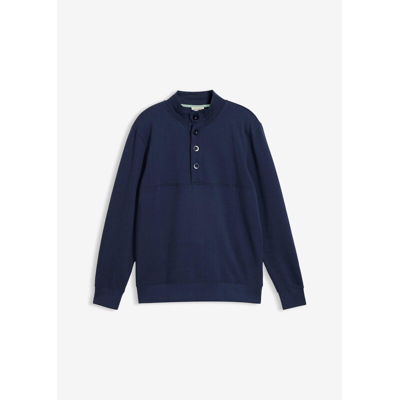 bonprix Mikina s gombičkovou légou z čistej bio bavlny, farba modrá 67763218