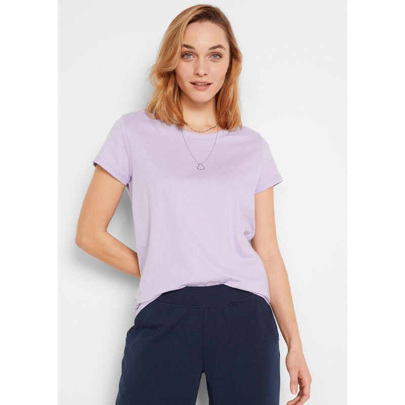 bonprix Tričko s okrúhlym výstrihom (5 ks), farba fialová 49696666