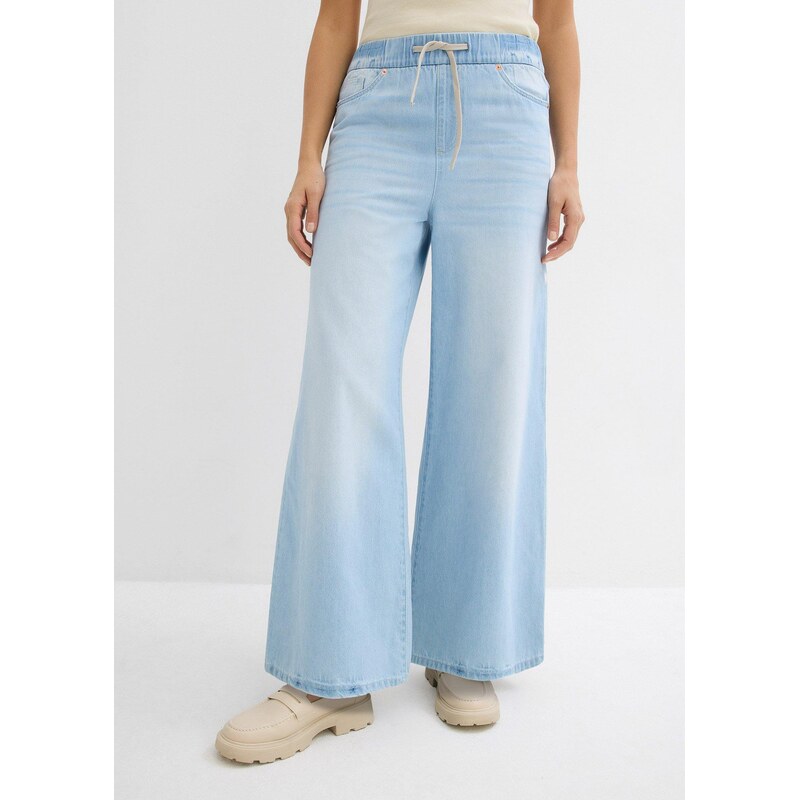 bonprix Džínsy Wide-Leg, stredná výška pásu, farba modrá 62471181