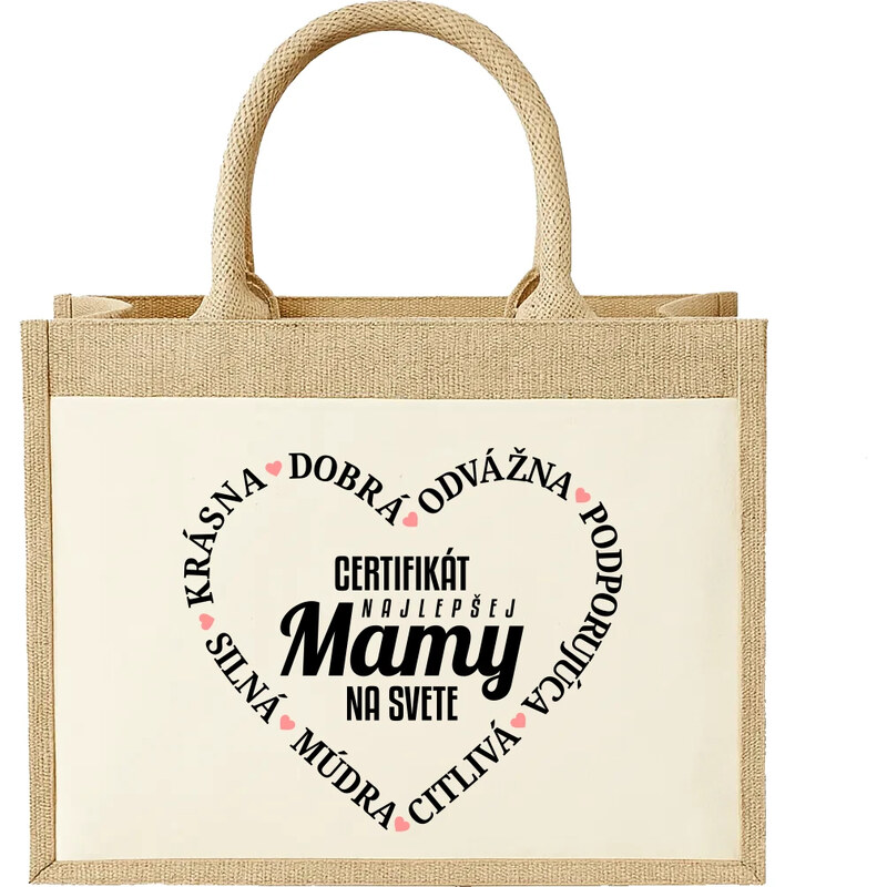 E-shop Garibald Certifikát najlepšej mamy na svete - Jutová taška s