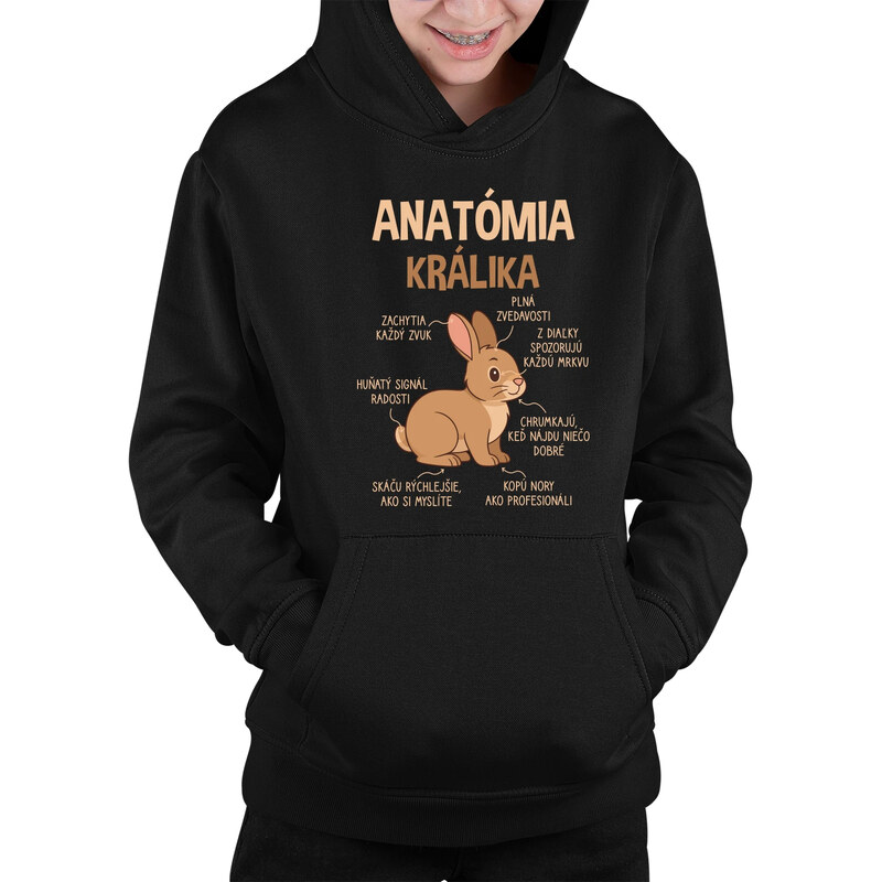 E-shop Garibald Anatómia králika - detská mikina s kapucňou