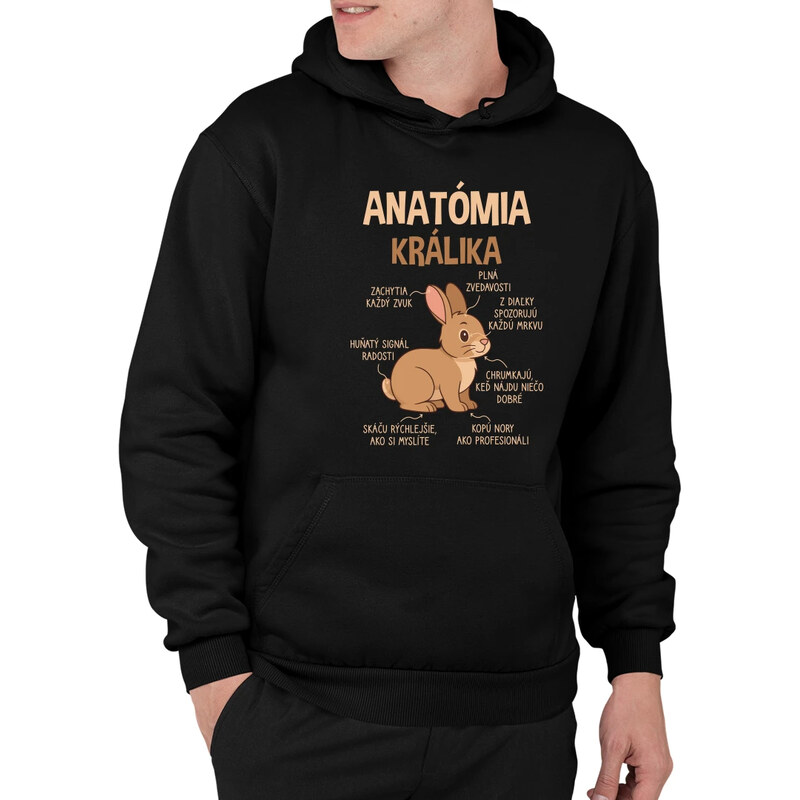 E-shop Garibald Anatómia králika - pánska mikina s potlačou