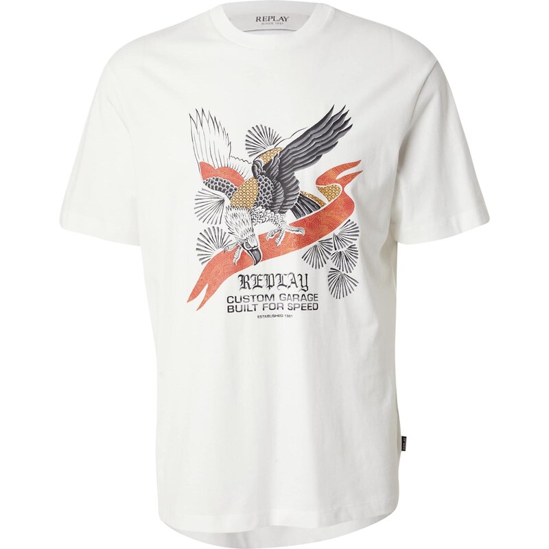 REPLAY Tričko svetlohnedá / sivá / oranžová / prírodná biela 67772693