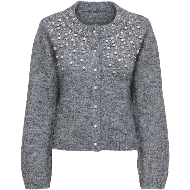 ONLY Kardigán ONLMIGGIE sivá melírovaná / perlovo biela 67772864