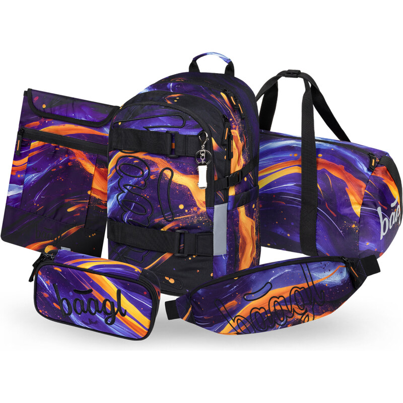BAAGL SET 5 Skate Vibe: batoh, penál, sportovní taška, ledvinka, obal 68436539