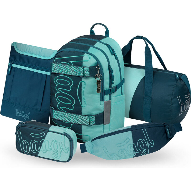 BAAGL SET 5 Skate Petrol: batoh, penál, sportovní taška, ledvinka, 68436537