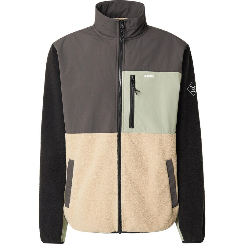 Iriedaily Flisová bunda Auf Deck béžová / tmavosivá / pastelovo zelená 67772997