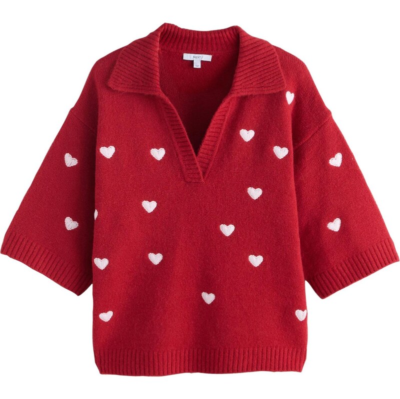 Next Sveter rubínová / biela 67773342