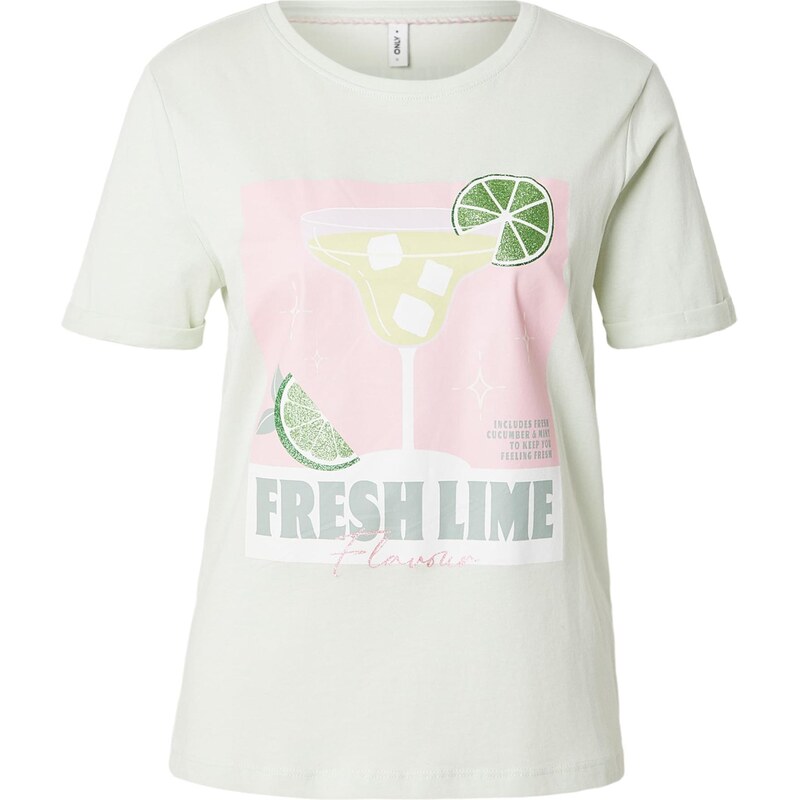 ONLY Tričko ONLKITA mätová / svetlozelená / svetloružová / biela 67774495