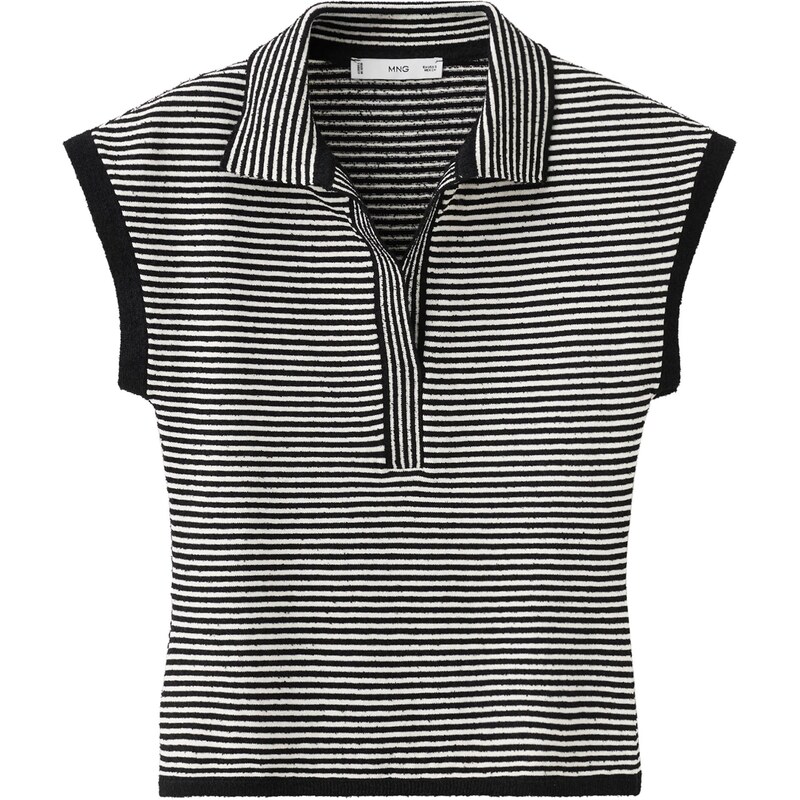 MANGO Sveter VAPORE čierna / šedobiela 67774684